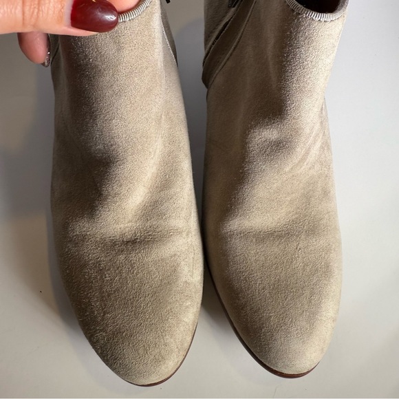 Women's Sam Edelman Size9 Tan Grey Ankle Suede Leather Boots Pre Owned - Picture 5 of 9